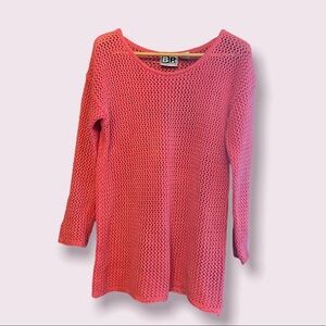 Coral loose knit tunic sweater 1980s!